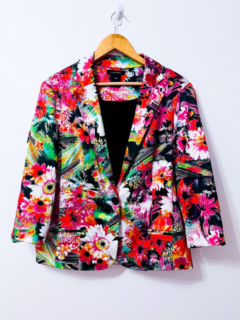 ALISON SHERI Multicolour Floral Satin Finish Blazer Shoulder Pads X-Large